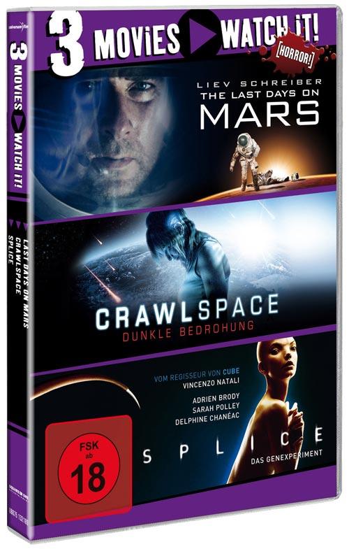 DVD Cover: 3 Movies - watch it: Last Days on Mars / Crawlspace / Splice