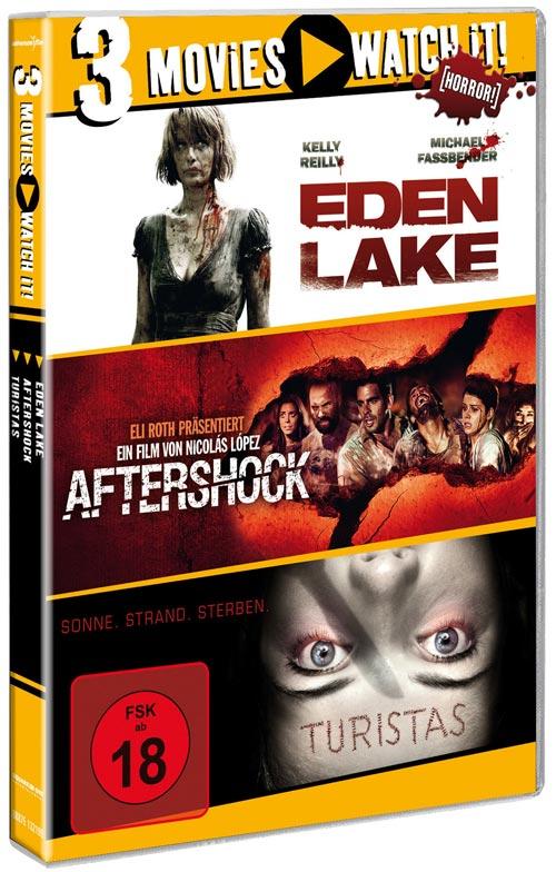 DVD Cover: 3 Movies - watch it: Eden Lake / Aftershock / Turistas
